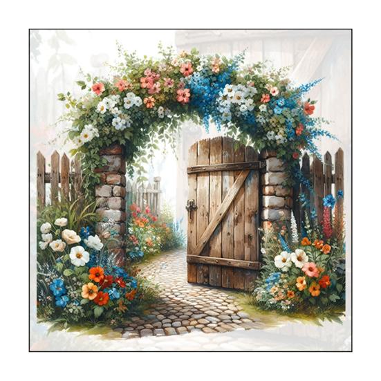 Flowers Fairy Door Wall Sticker Removable Garden Gate Path Decals Peel And Stick Art Mural for Baby Nursery Bedroom Living Room Decor
