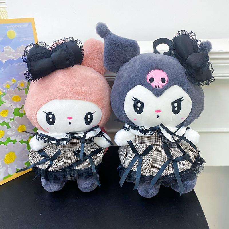 Cute Plush Cartoon Backpack For Girls Soft Material Zipper Closure Spacious Interior Black Pink