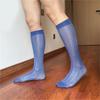 Men Thin Business Dress Socks Stretchy Nylon Sheer Knee Highs Dress Socks Over the Calf Dress Socks Sheer Casual Socks