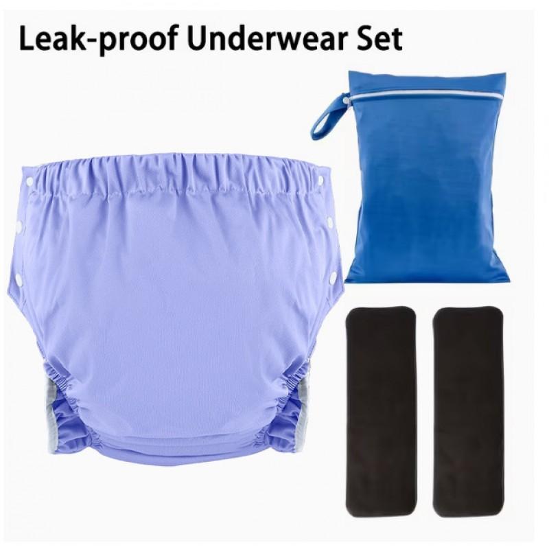 Reusable Cotton Incontinence Pants Adults With Side Snap Leak-Proof Washable Underwear Elderly