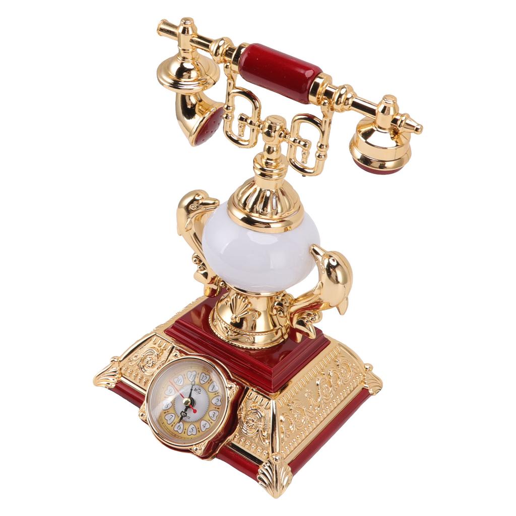Vintage Telephone Model Table Lamp Alarm Clock Function Easy Assembly Decorative Phone Model for
