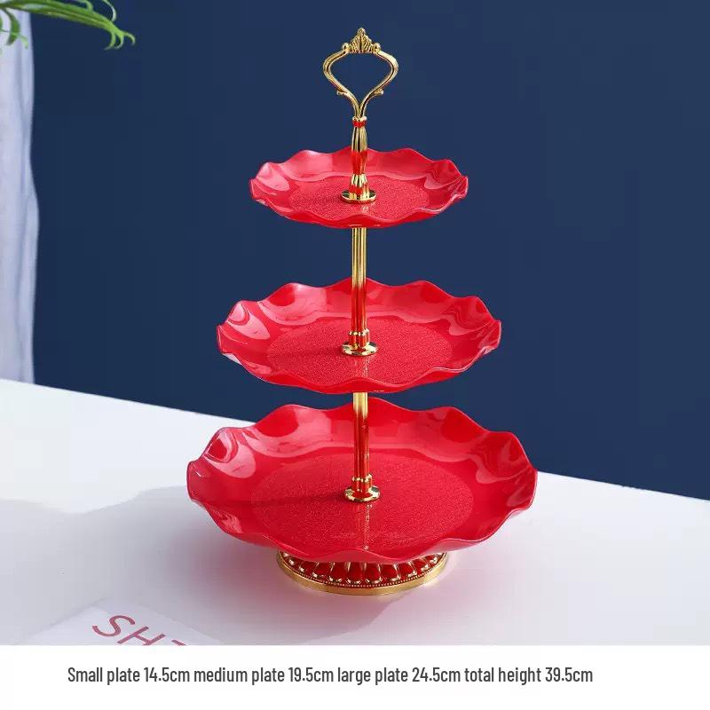 Tavă cu trei etaje în stil nordic pentru fructe și gustări pentru living