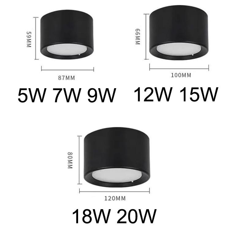 Dimmable Nordic LED Downlight Ceiling Light 9W 15W 20W Surface Mounted LED Spotlight Living Room Bedroom, Indoor Lighting AC220V