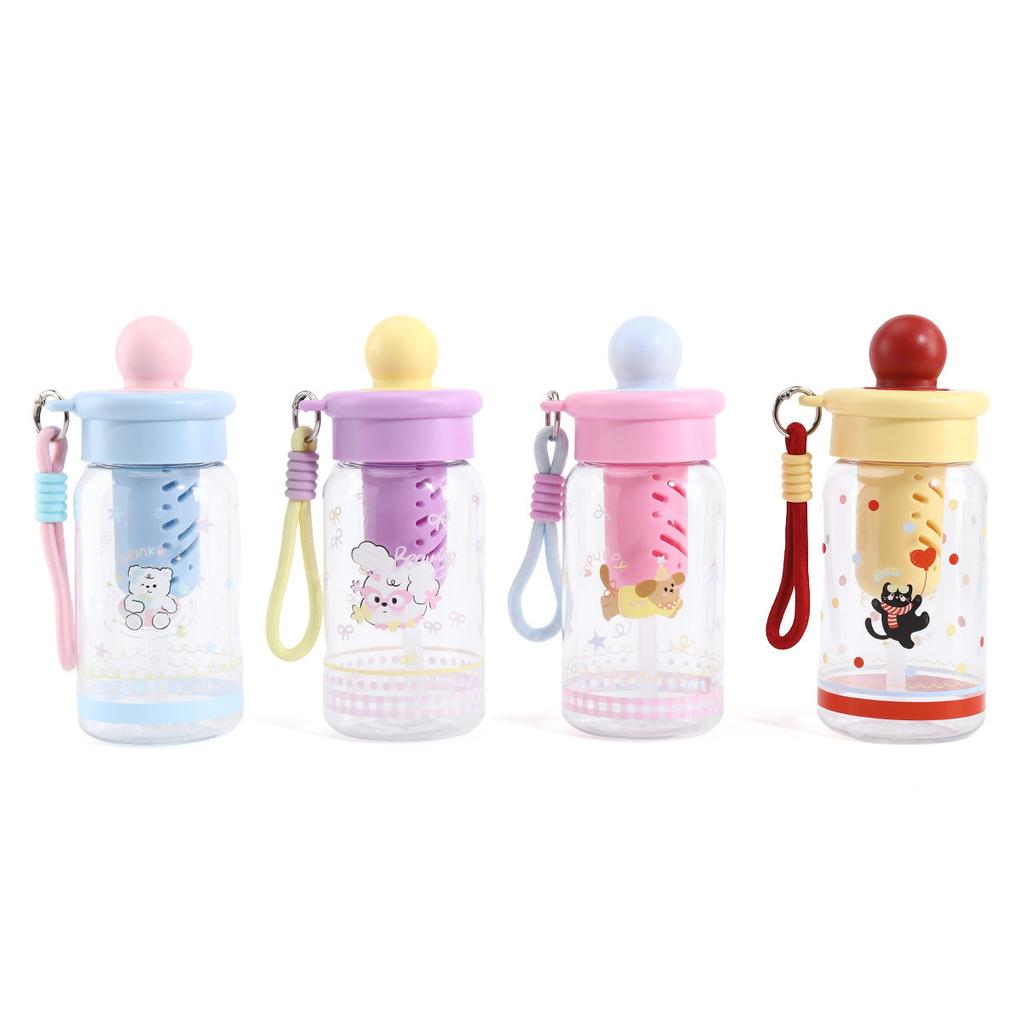 Water bottle high value cartoon float plastic cup large capacity portable ins direct drinking plastic straw water cup tea cup