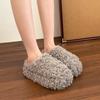 sponge cake thick bottom curly hair plush bag head half slippers women's wear 2025 autumn and winter new warm and heightening cotton slippers