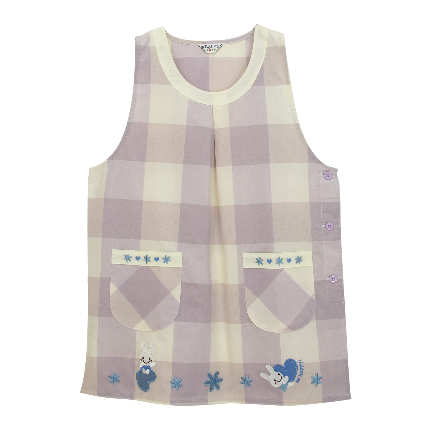 

Фартук для мамы-девочки, детский сад, аппликация с вышивкой, боковые карманы с пуговицами, фартук для накидки [Nishiki] для женщин (Фиолетовый/ML/nw7061)