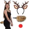 Christmas Deer Costume for Women Girl Christmas Deer Ear Headband Deer Tail Nose Skirt Halloween Amimal Outfit Accessory
