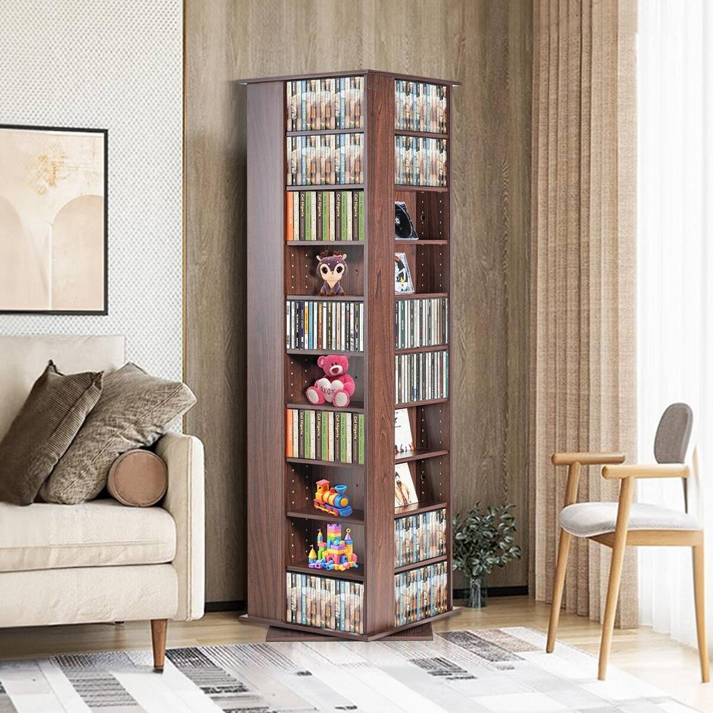 Spinning Media Tower 4-Sided Revolving Media Tower 1040 CDs Espresso