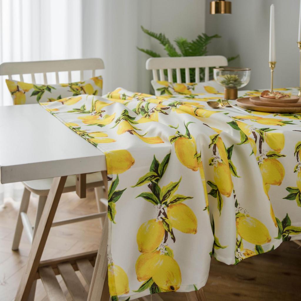 Waterproof Lemon Print Yellow Tablecloth - Korean Style INS Trendy Dining and Coffee Table Mat