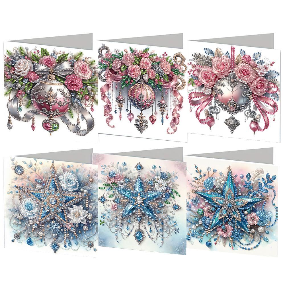 

6pcs DIY Diamond Painting Greeting Card Set Handmade Rhinestone Diamond Art Mosaic Postcards Thank You Cards & Holiday Blessings