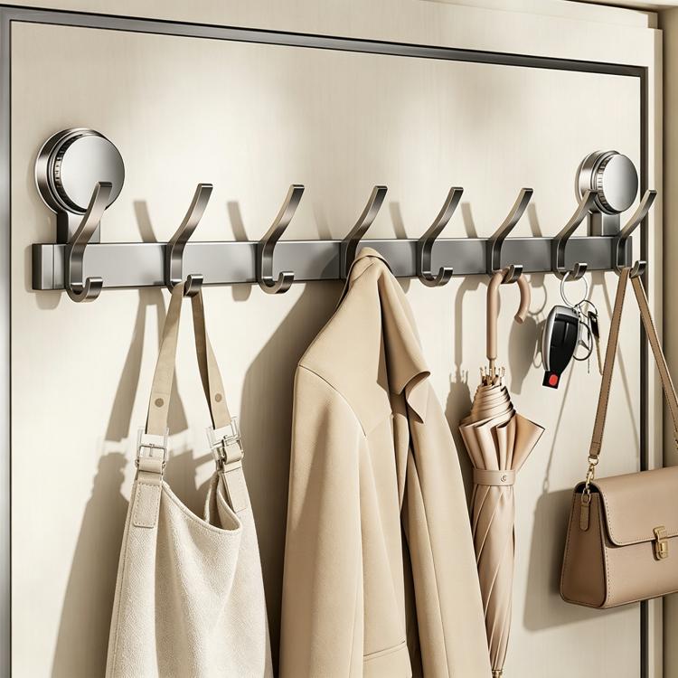 No-drill Door Back Vacuum Suction Cup Hooks Storage Rack