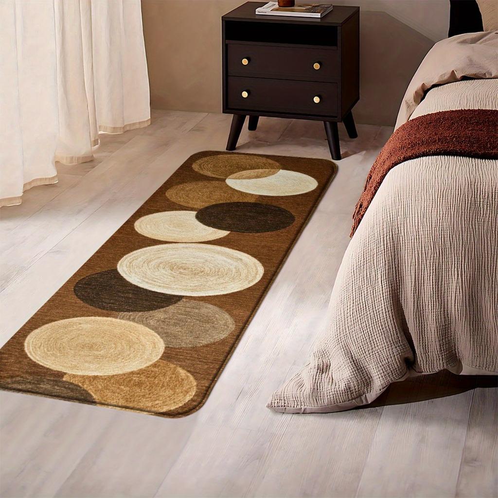 1 Stück Anti-Ermüdungs-Küchenteppiche Brauner Ton Rundes Muster Wasserdicht Rutschfest Dick Gepolsterte Küchenmatte Strapazierfähige Komfort-Standmatte Flur Läufer