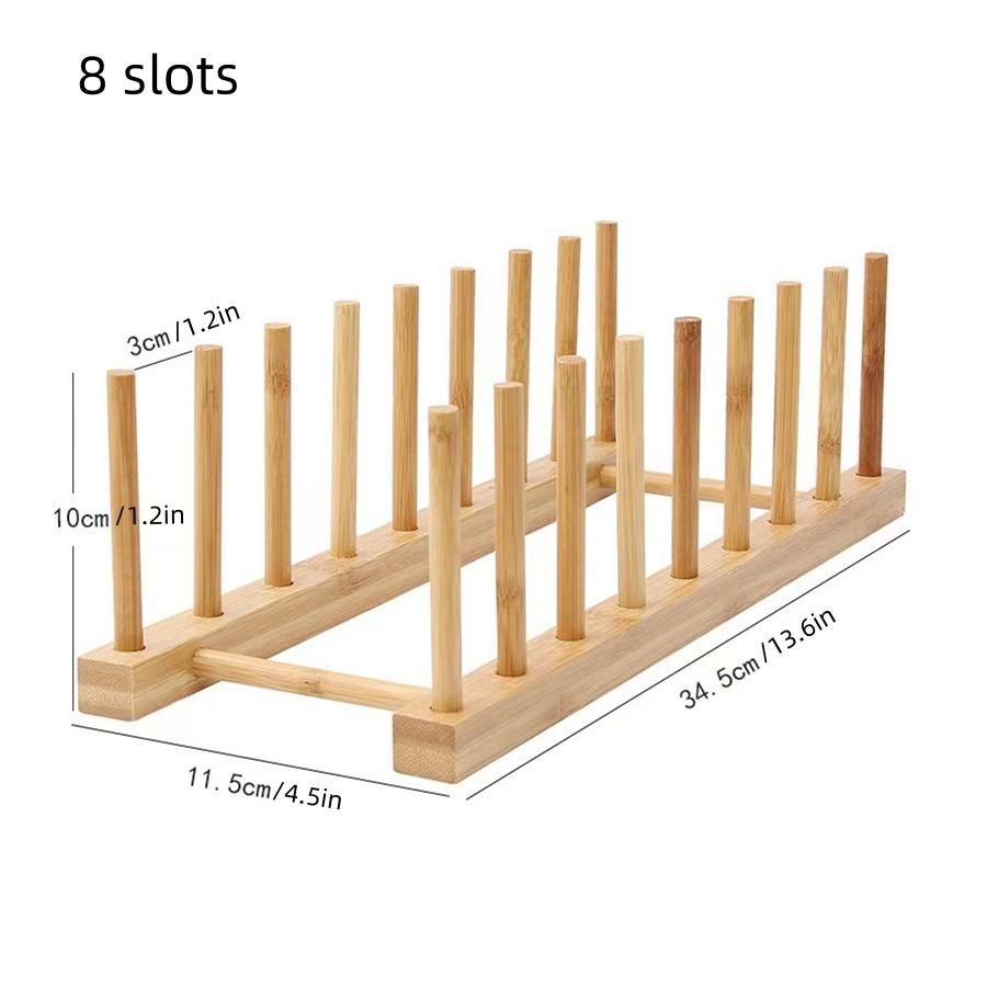 Bamboo Wooden Dish Racks Bowl Cup Book Pot Lid Cutting Board Drying Rack Kitchen Cabinet Organizer Accessories