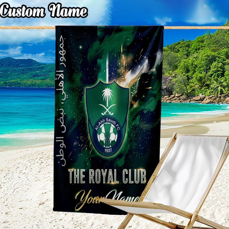 Custom Name Saudi football Beach Towel - Soft, Ultra-Absorbent Microfiber, Lightweight, Perfect for Beach, Parties, Travel, Camping