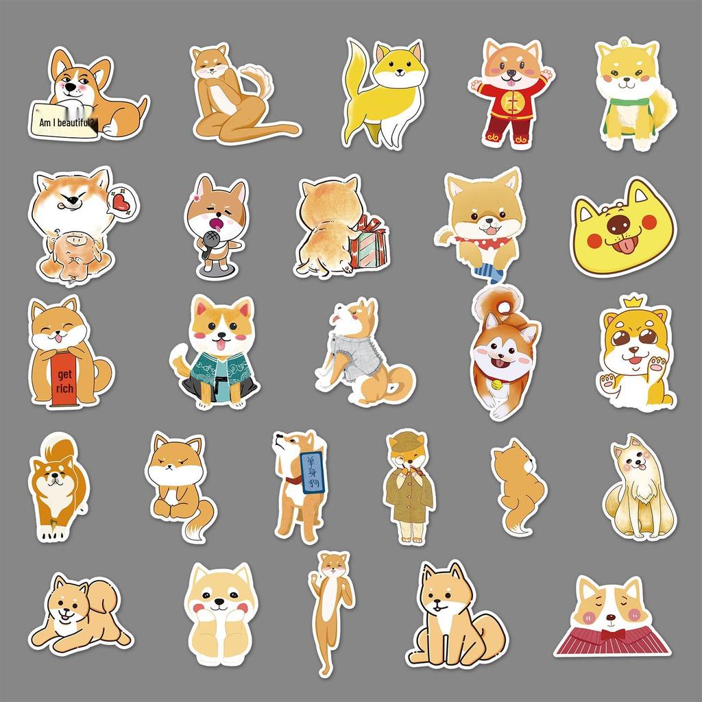 51 Cute Cartoon Shiba Inu Graffiti Stickers for Tablet, Suitcase, Car, Scooter, and Mobile Phone Decoration