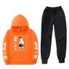 Unisex Anime-Inspired Hooded Sweatshirt Set Winter Thick Cotton Blend Tracksuit Teens Adults