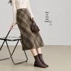 Sllsky Retro Plaid A-Line Tweed Mini Skirt