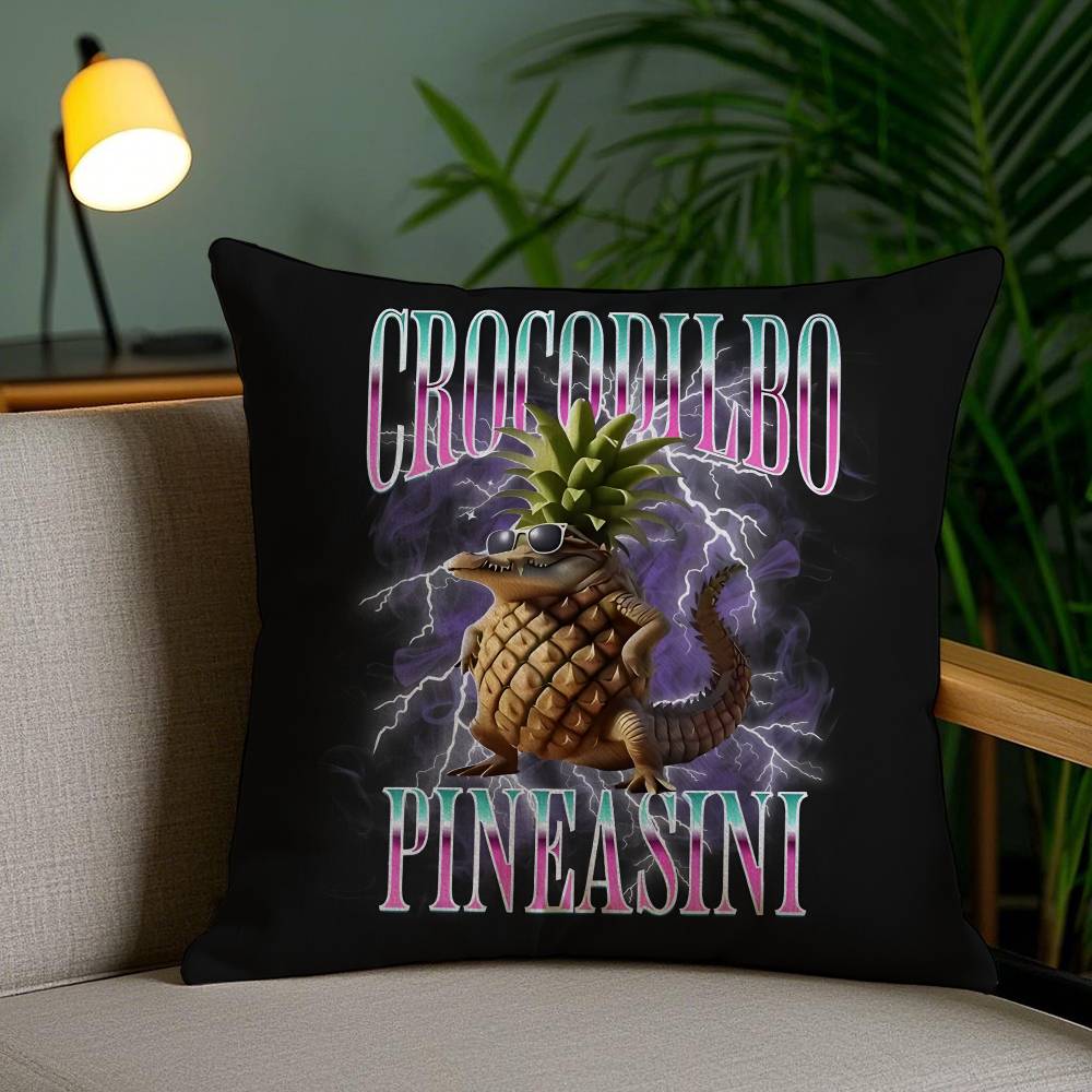 Italian Brain Rot Meme Tralalero Tralala Pillow Case Sofa Short Plush Double-sided HD Printing Room Home Office Cushion Cover