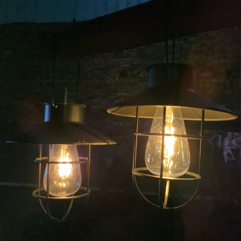 Solar Lantern Lamp Outdoor Waterproof Hanging Lamp Portable Vintage Solar Lights For Garden Yard Patio Xmas Party Decor Lighting