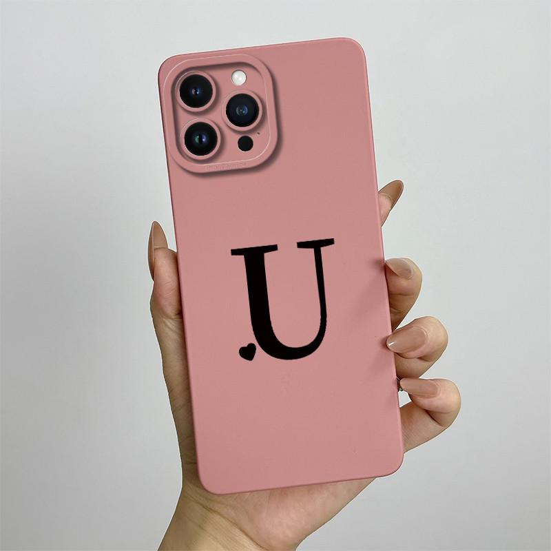 For iPhone 13 Pro Max Case iPhone 13 Pro Cover Cute Couple Initial Letters Square Skin Phone Case Matte Shockproof Back Cover