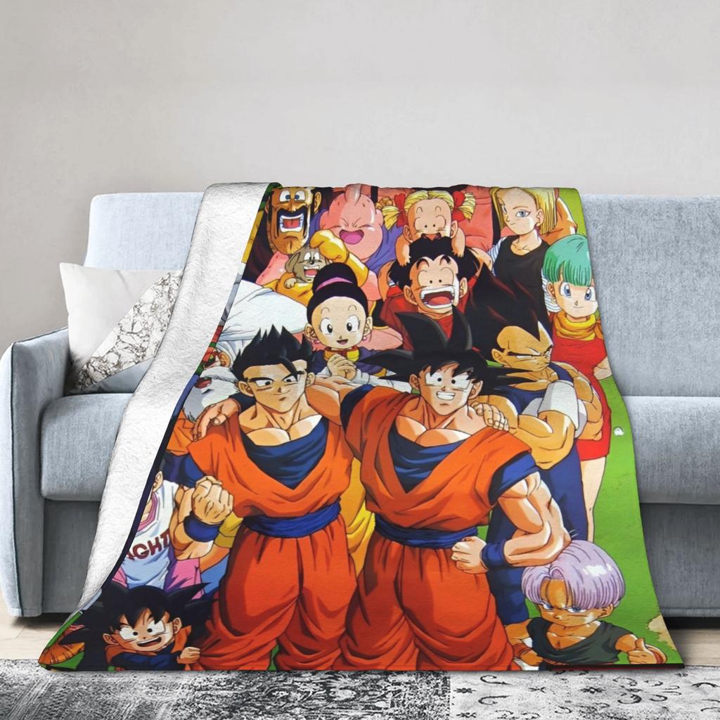 DBZ Son Goku Anime Blankets Flannel Vintage Warm Throw Blanket for Home All Season,