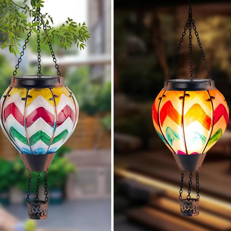 Hot Air Balloon Solar Lantern LED Flickering Flame Hot Air Balloon Solar Lights Outdoor Colorful Solar Lanterns Outdoor