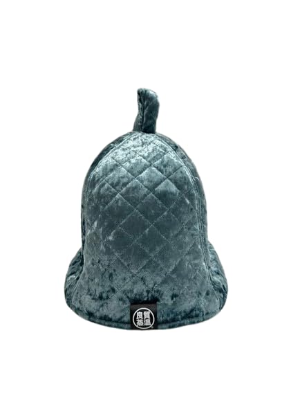 Blue glossy crushed velour fabric quilted polyester mesh sauna hat