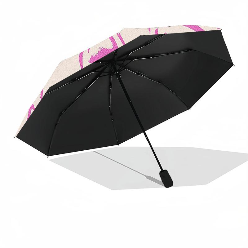 1pc Roses Garden Combination Pattern Sturdy 8-Bone Auto Umbrella, Bright Umbrella, Digital Printed, Foldable Umbrella for On-the-Go Outdoor Use