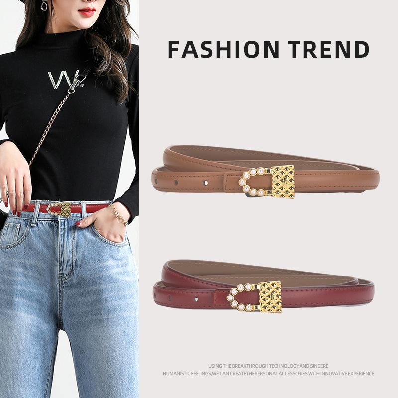 

Leather Pearl Ladies Belt Trim With Dress Girdle Women 105cm