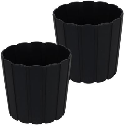 Plastic Flower Pot For Flowers And Herbs On The Balcony Or Terrace, Anthracite, 15 Cm, 2 Pcs.