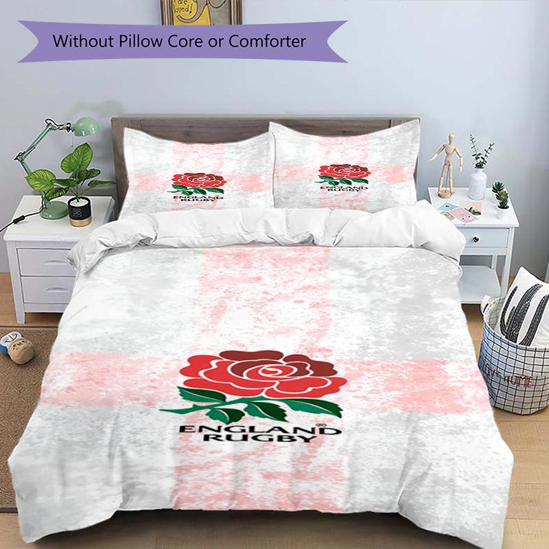 Set Biancheria da Letto Rugby Inghilterra 3 Pezzi Copripiumino Chiusura Include 1 Copripiumino & 2 Federe, Morbido e Confortevole per Tutte le Stagioni.