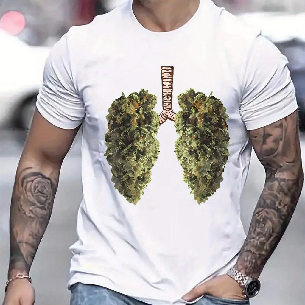 Unisex Leaf Lungs Graphic TShirt Breathable PolyesterSpandex Blend Regular Fit Casual Tee for Outdoor Wear Unisex Clothing