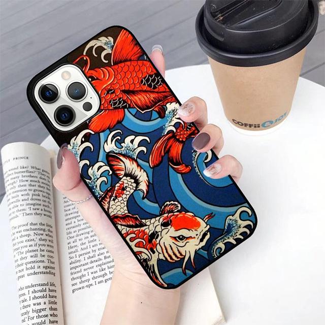 Koi Carp Fish Japanese Skull Tattoo Phone Case Cover for iPhone 17 Air 16 16e 15 12 11 13 14 Pro Max Apple Plus