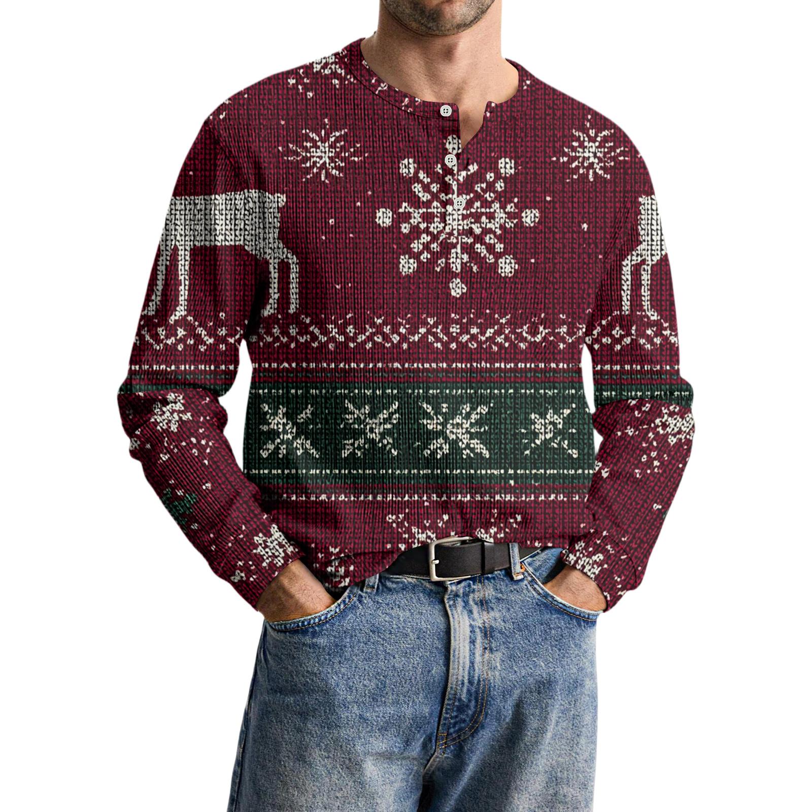 

Мужская повседневная трикотажная рубашка на пуговицах с длинным рукавом S