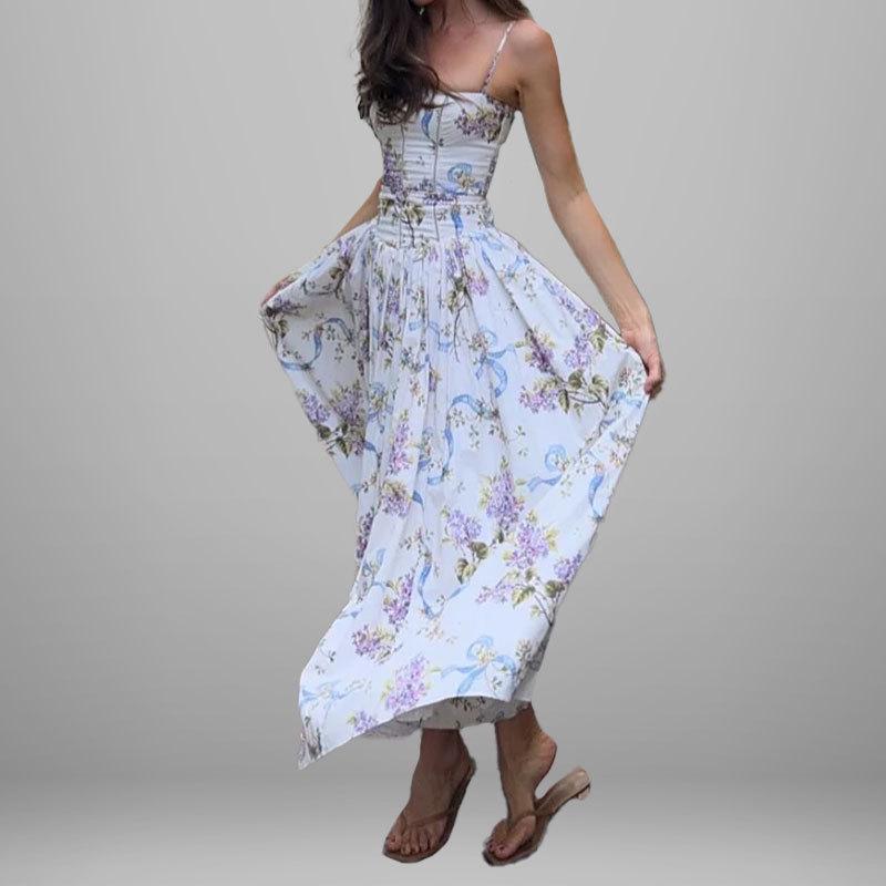 2026 Spring Women's European and American Style Slimming Floral Sling Dress