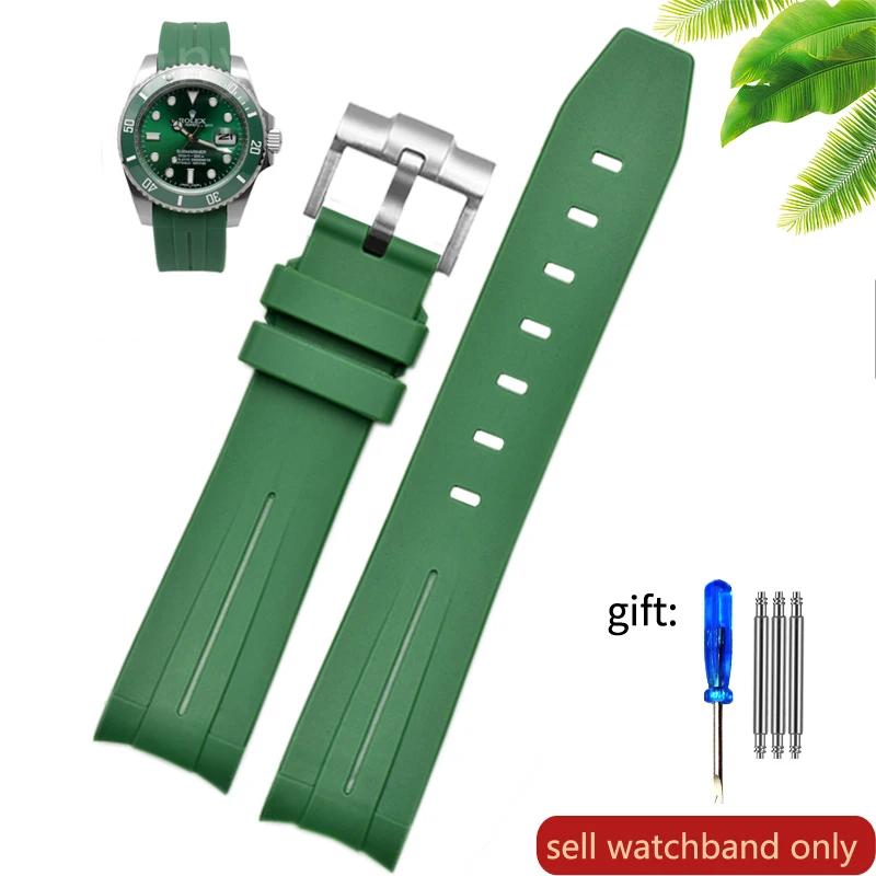 

Силиконовый ремешок для часов Rolex Water Ghost Зеленый Submariner Ghost King Explorer Браслет для часов Дайвинг Резиновые аксессуары Мужской 20 21 мм 20mm