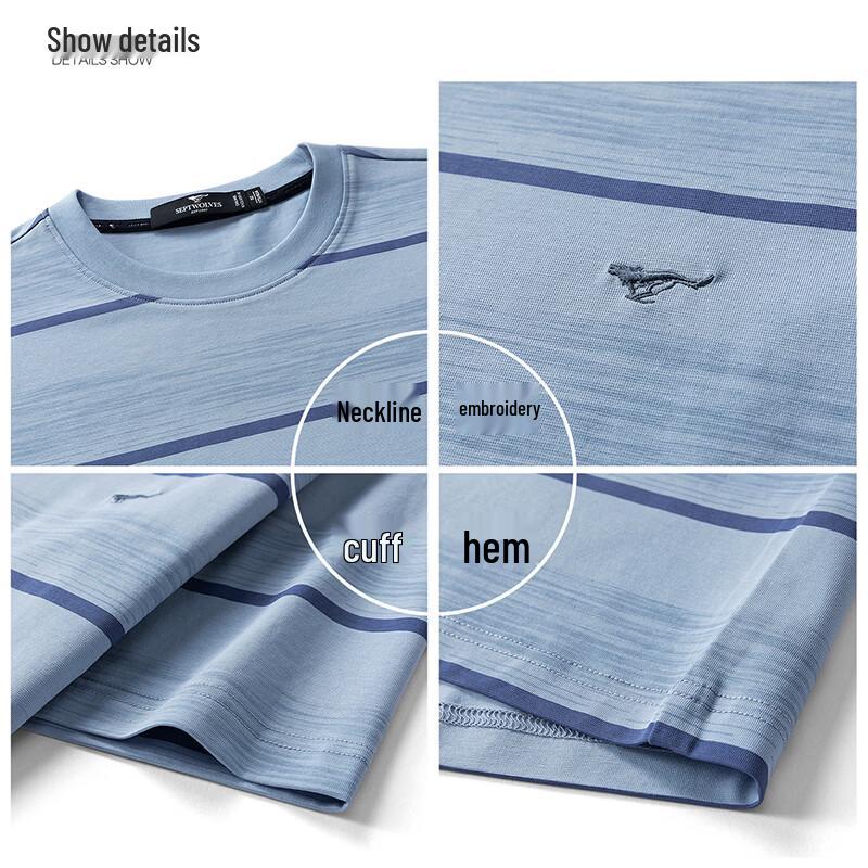 Men's 7A Antibacterial Cooling Striped Short Sleeve T-Shirt