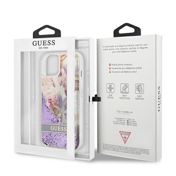 Guess Guhcp13Slflsu Iphone 13 Mini 5,4 Fioletowy/Purple Hardcase Flower Liquid Glitter