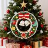 Christmas Holiday Crochet Wreath Feature Bells Handcrafted Durable Yarn Ornament For Indoor Outdoors Seasonal Decors