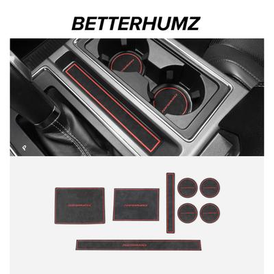 Betterhumz For Ford F-150 SVT Raptor 2015- Made of Alcantara Water Cup Storage Box Pad Trim Tuning Car Interior Accessories