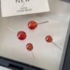 Red Garnet Stud Earrings, Ear Holes, Silver Stud Earrings, Autumn and Winter Ball, Simple and Advanced Sense, New Year's Eve Ball Earrings.