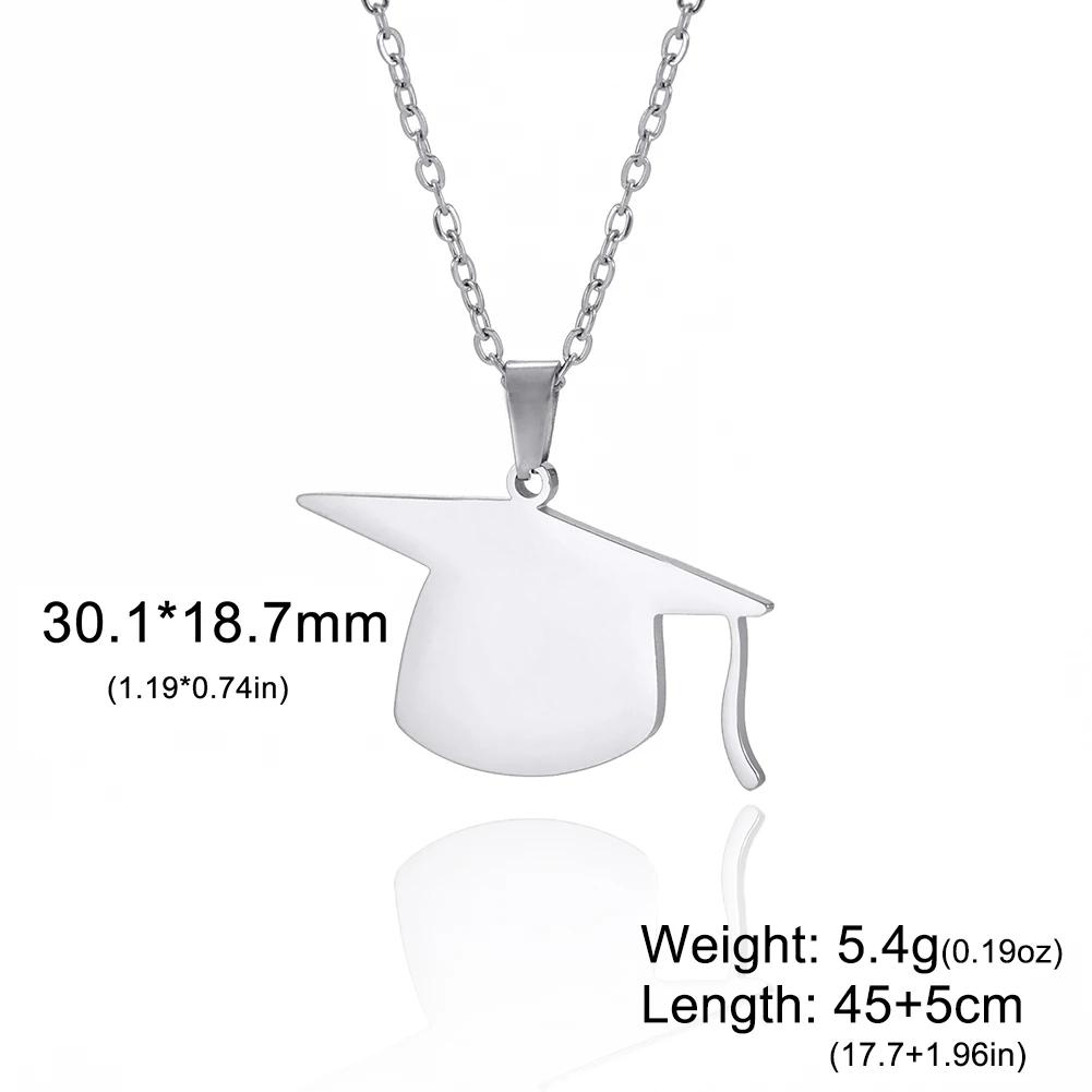 Cazador Graduate Hat Pendant Necklaces for Women Men Student Graduation Gift 2026 Stainless Steel Bachelor Cap Necklace Jewelry