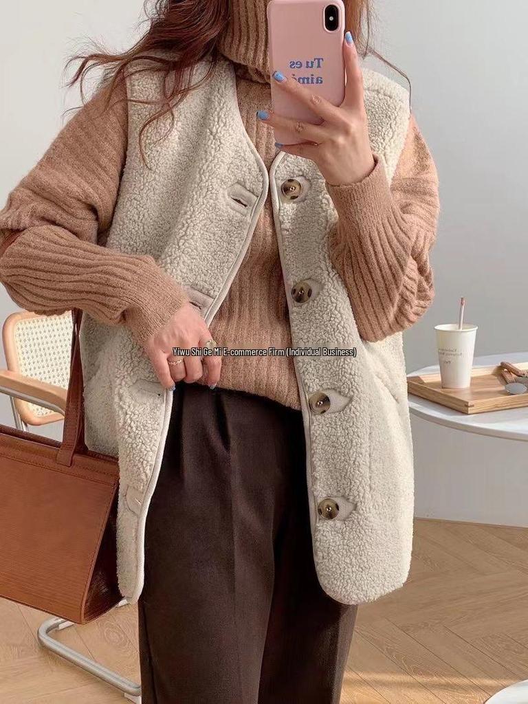 Women's 2023 Autumn/Winter Faux Fur Sleeveless Jacket - Korean Style Loose Fit Trend