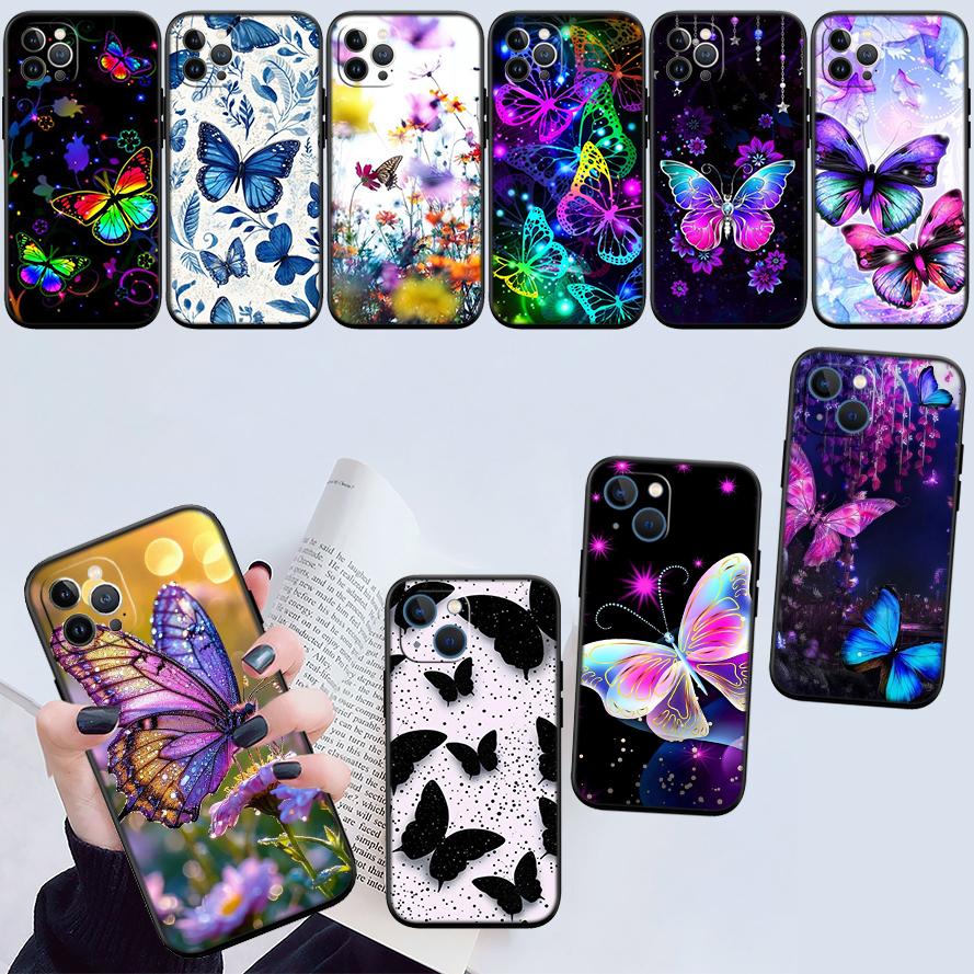 UP22 Colorful Butterfly New High-End Shell Phone Case for iPhone 16 15 14 13 12 Pro Max Plus Mini