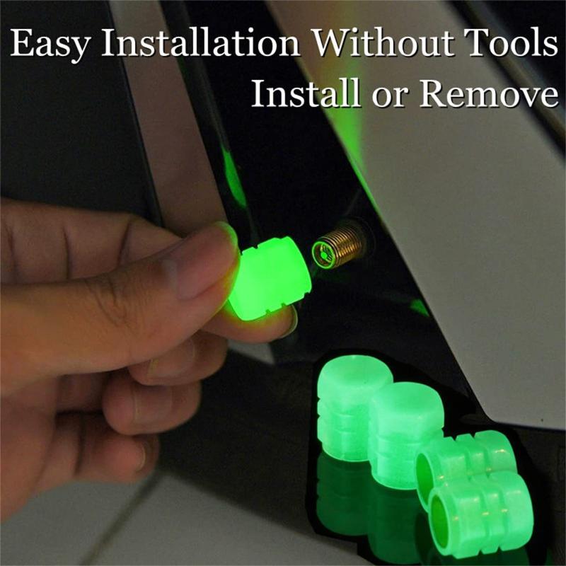 4/8PCS Colorful Luminous Tyre Valve Caps Fluorescent Night Caps Motorcycle Bike Night Glowing Cap Decor Nozzles Tyre Accessories