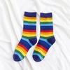 Female Spring and Autumn All Match Rainbow Stripe Student Tube Socks