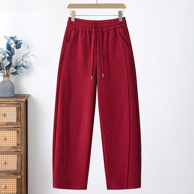

2026 High-Waisted Casual Slimming Pants for Spring & Autumn – Trendy & Comfortable for Women, Including Middle-Aged and Elderly XL (suggested 145-160 jin) красный