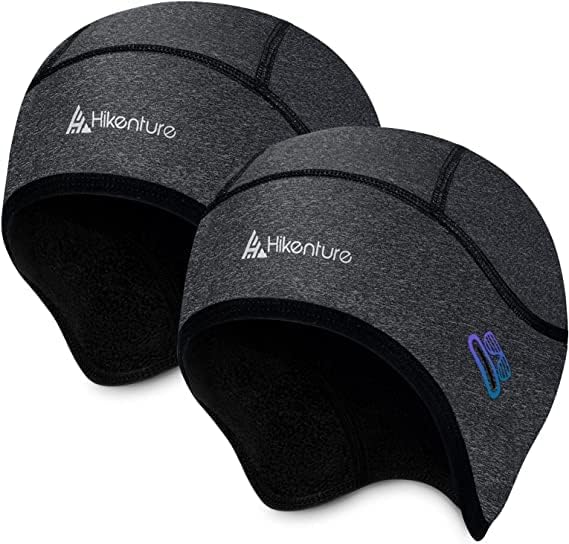 

Велосипедная шапка Hikenture с очками, шлем, череп для дорожного велосипеда, для строительства, для поездок на работу, из двух частей, с отверстием, с наушниками, на флисовой подкладке, водонепроницаемая, дышащая, серый