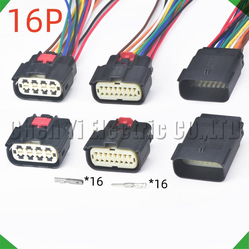 16 Pin Auto Connectors Headlight Lamp Light Wire Harness Plug 33472-1601 33482-1606 54241630 For Ford Focus GM Lincoln Dodge GMC