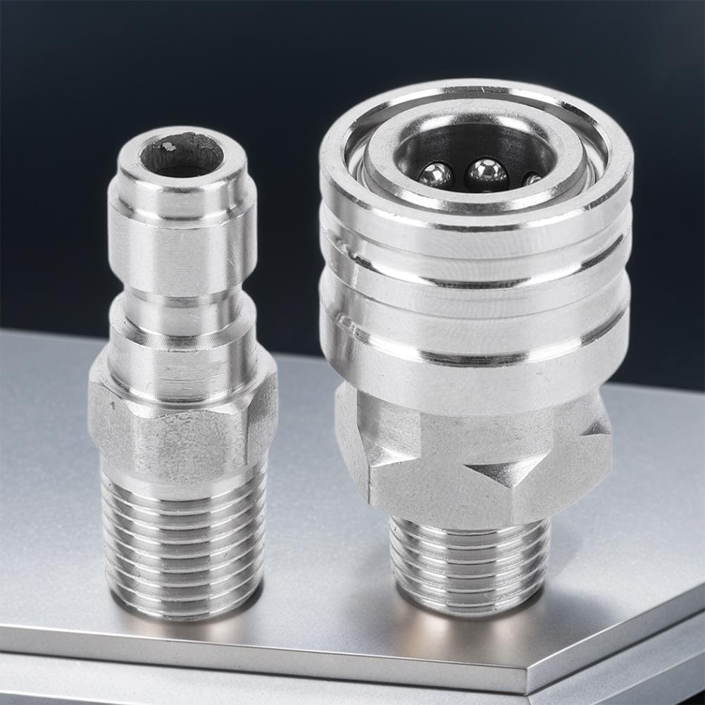 Washer High Pressure Adapter 2pcs Set Male And Female Pipe Hose Adapter Stainless Steel 14 Quick Plug Connector External Thread